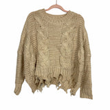 She + Sky Cream Cable Knit Sweater- One Size