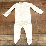 Spearmint Love White Bamboo Ruffle Zip Up Footie Outfit- Size 0-3M