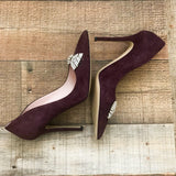 Kate Spade Purple Suede Like Rhinestone Bow Heels- Size 10 (See Notes)