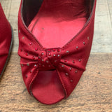 Pre-Owned Stuart Weitzman Red Peep Toe Stilettos- Size 6.5 (see notes)