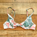 MinkPink Green/Pink Palm Print Bikini Top- Size S