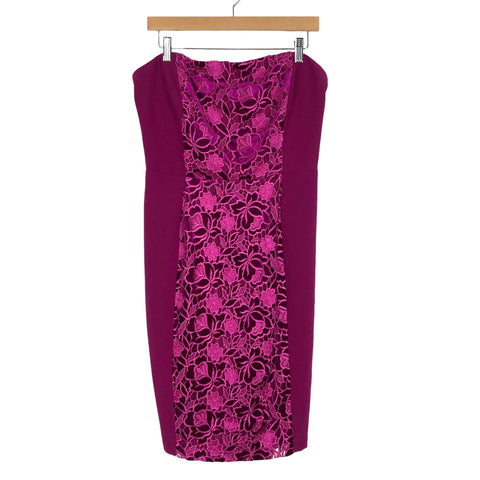 Adelyn Rae Wine/Fuschia Velvet Lace Strapless Dress NWT- Size M