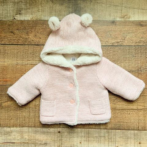 Baby Gap Pink/Gold Faux Fur Lined Hooded Jacket- Size 0-3M