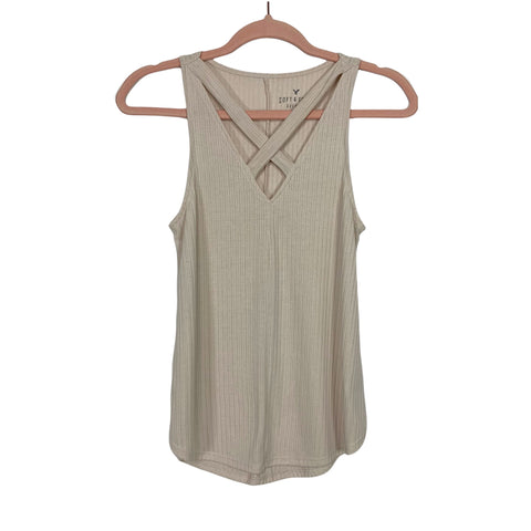 American Eagle Soft & Sexy Sueded Tan Strappy Cut Out Tank- Size XS