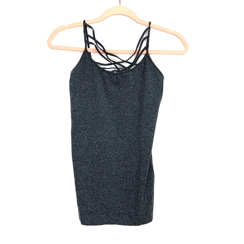 Zenana Outfitters Grey Heathered Criss Cross Fitted Tank Top- Size S/M