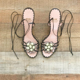 Moschino Black Sequin Flower Lace Up Heel- Size ~9 (See Notes)
