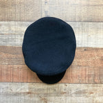Asos Black Wool Blend with Button and Twisted Rope Detail Pageboy Cap- One Size