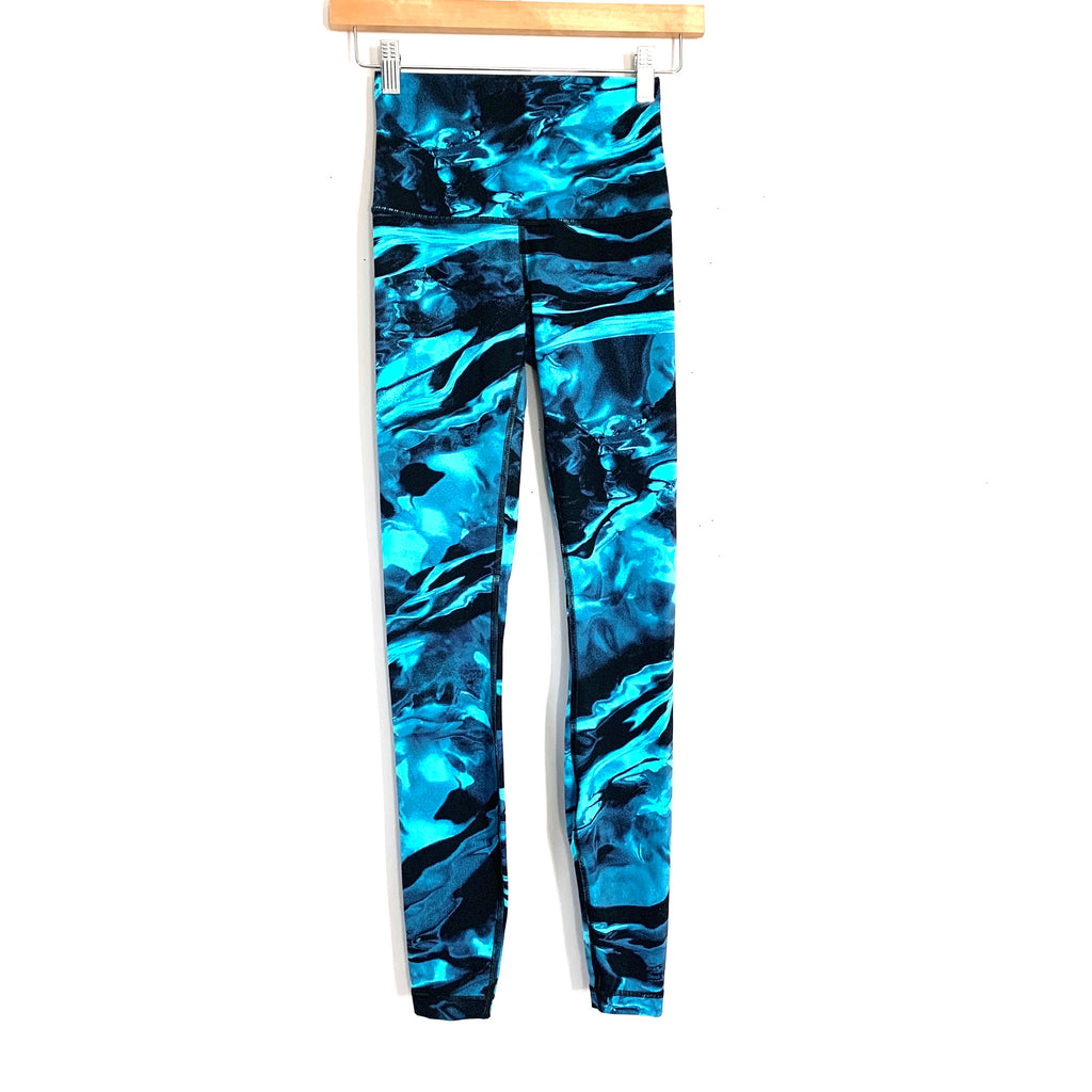 Lululemon Teal and Black Swirl Legging with 4” Waist Panel- Size 4 (In –  The Saved Collection