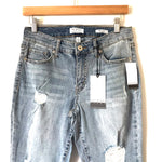 Sofia by Sofia Vergara Light Wash Bagi Boyfriend Distressed Jeans with Rolled Cuff NWT- Size 4 (Inseam 26")