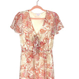 Pink Lilly Pink/Orange/Tan/Cream Front Tie & Cutout Hi Lo Maxi Dress- Size M