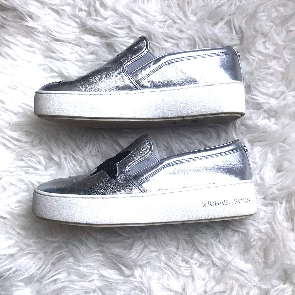Gummi Slagskib Hammer Michael Kors Silver Stars Platform Slip On Shoes- Size 7.5 – The Saved  Collection