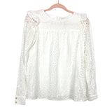 Sail to Sable White Long Sleeve Eyelet Top- Size XS