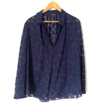 Nic + Zoe “Heart On My Sleeve” Navy Textured Top NWT- Size XL