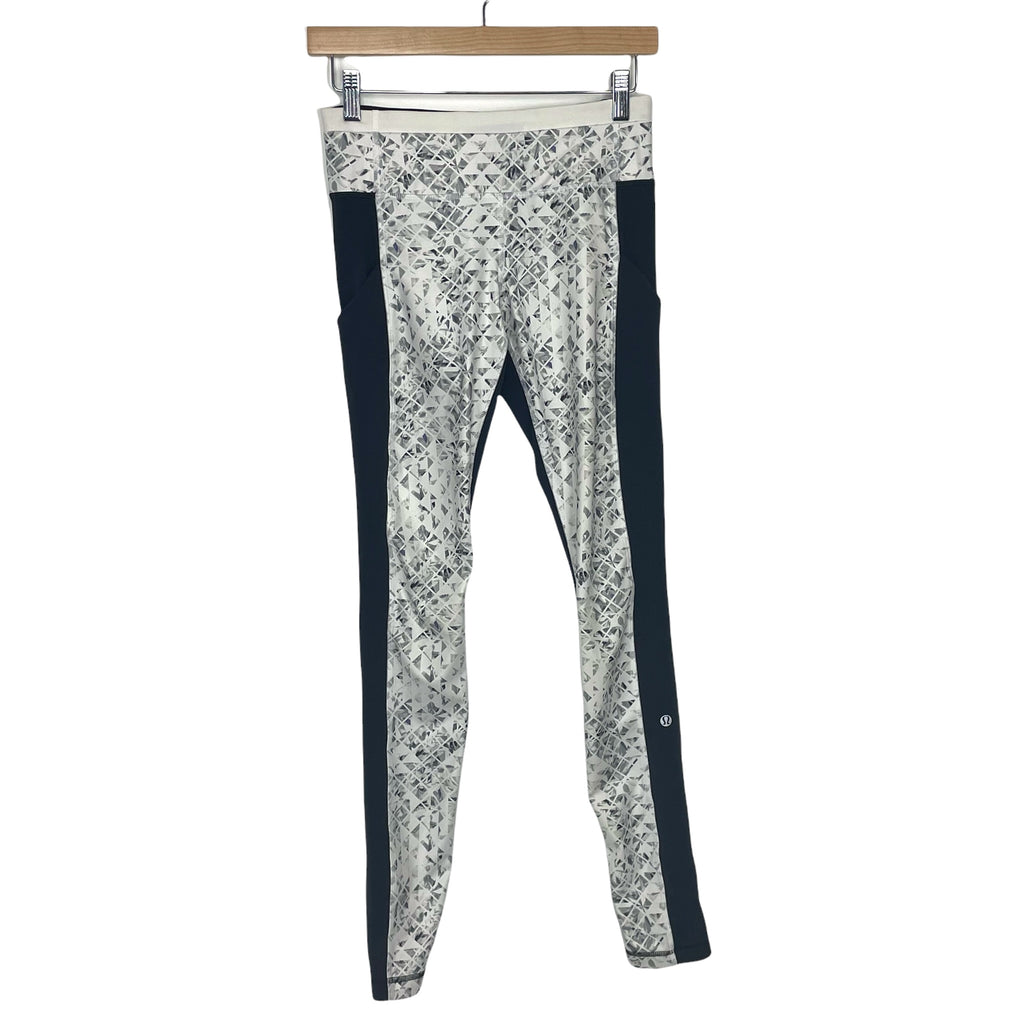 Lululemon Black and White Mosaic with Side Pockets Full Length Leggings-  Size 4 (Inseam 29.5