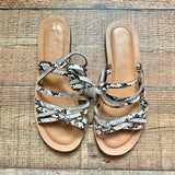 Thalia Sodi Animal Print/Rhinestone Strappy Sandals- Size 9