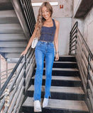 Kittenish Side Slit Hem Jeans- Size XS (sold out online, Inseam 30.5")