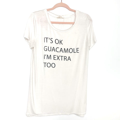 Coverstitched "It's ok guacamole I'm extra too" Tee- Size M (see notes)