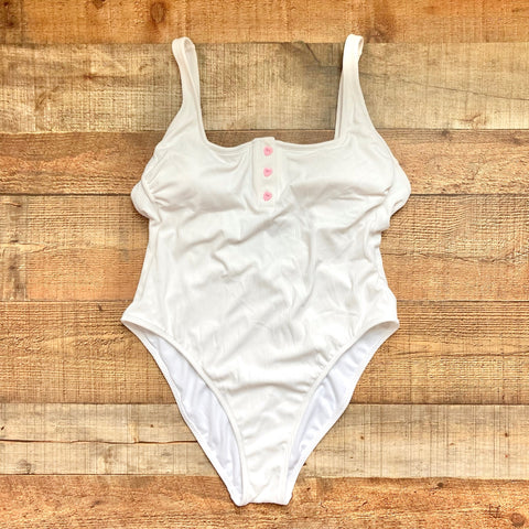 Stoney Clover x Target White Heart Button Padded One Piece- Size XL (see notes)