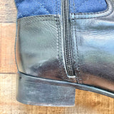 Tory Burch Black with Navy Quilted Riding Boots- Size 8.5 (see notes)