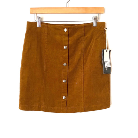 HAVE Cognac Corduroy Skirt with Faux Snaps NWT- Size L