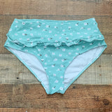 No Brand Mint Green Floral Print High Waist Bottoms- Size S (We Have Matching Top!)