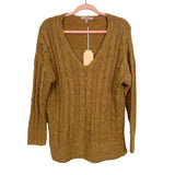 Love Tree Camel V-Neck Side Slit Sweater NWT- Size S