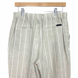 Sanctuary Khaki and White Striped Linen Belted Pants NWT- Size 32 (Inseam 23.5”)