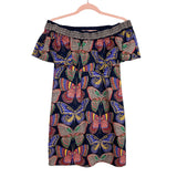 Trina Turk Navy Butterfly Print Off the Shoulder Dress NWT- Size XS