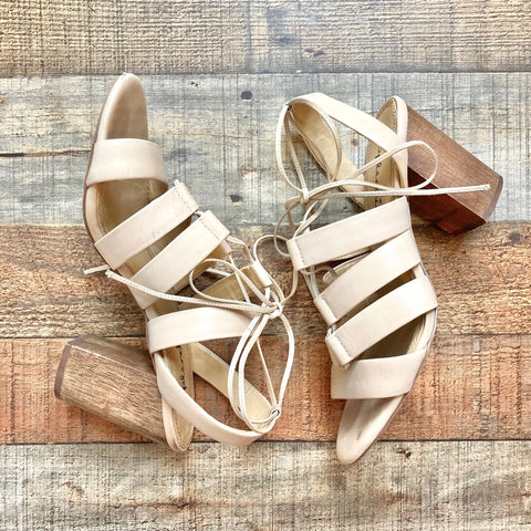 Splendid Tan Leather Lace Up Block Heel Sandals- Size 9.5 (sold out online, see notes)