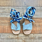 Scoop Blue Ribbon Ankle Tie Espadrilles Sandals- Size 6.5
