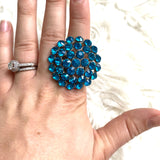 No Brand Blue Jewel Statement Stretchy Band Ring- Size 8