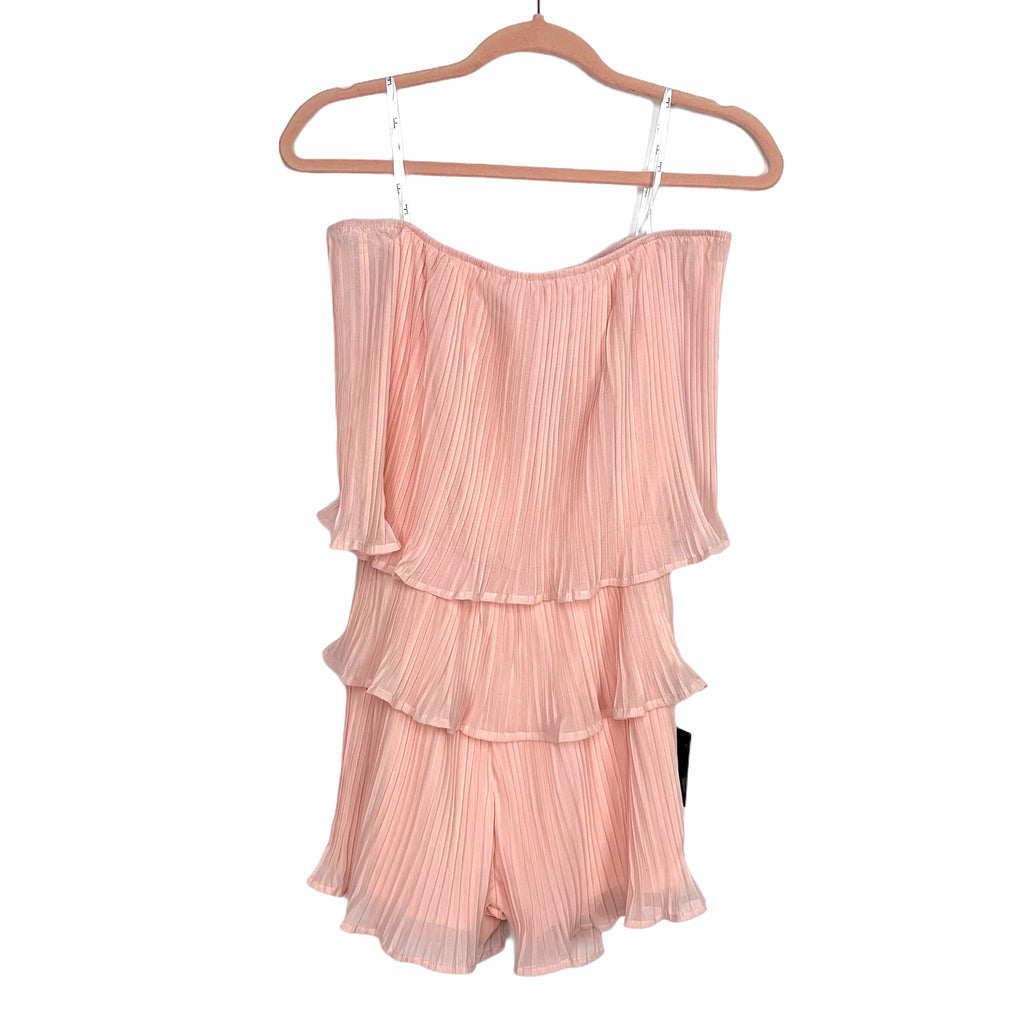 Lulus Gala Ready Light Pink Pleated Strapless Romper NWT Size M Sold The Saved Collection