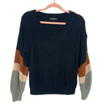 SHEIN Black/Multicolor Sleeve Sweater- Size USA S