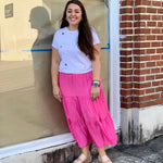 Joy Joy Pink Elastic Waist Skirt- Size L
