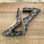 Marc Fisher Metallic Plaid Pointy Toe Chunky Heel Pumps- Size 7.5