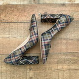 Marc Fisher Metallic Plaid Pointy Toe Chunky Heel Pumps- Size 7.5