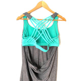 Lululemon Gray Exposed Back Turquoise Built In Bra Tank- Size ~ L
