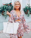 Michael Costello x Revolve Floral Print Front Twist Cut Out Open Back With Tie Dress NWT- Size S