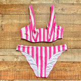 Figleaves Pink/White Striped Corsica Bikini Bottoms- Size 18 (we have matching top, sold out online)