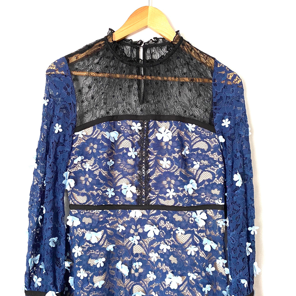 foxiedox blue lace dress Anthropologie Foxiedox Lace Meadow Dress Navy Floral Medi