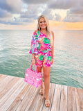 Pink Lily Pink Palm Print Shorts- Size M (we have matching top, sold out online)