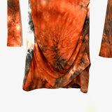 Entro Orange Black White Tie-Dye Cinched Side Dress NWT- Size S