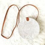 Poppy + Sage Camilla Handwoven Round Bag in White