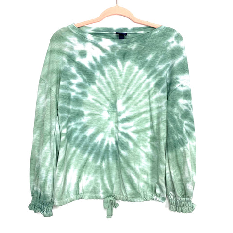 Scoop White/Green Tie Dye Top- Size M (8-10 - We Have Matching Bottoms!)