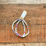 Make a Wish White and Multi-Colored Beads Set of 2 Bracelets NWT