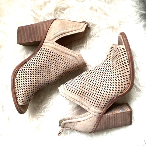 Vince Camuto Peep Toe Side Cut Out Perforated Booties- Size 8.5