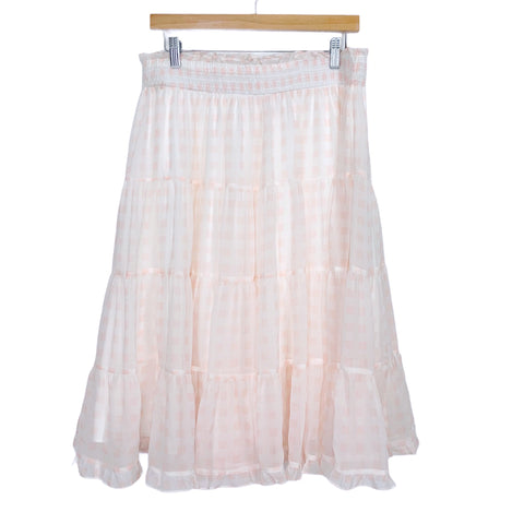 Rachel Parcell Tiered Pink Gingham Chiffon Skirt- Size L (we have matching top)