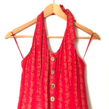 Skylar + Madison Red Daisy Halter Romper with Buttons- Size S