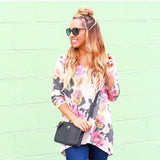 Nally & Millie Floral V-Neck Knit Sweater Top- One Size (Fits like S/M)