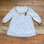 Paz Rodriguez White/Brown Swiss Dot Leaf and Acorn Pattern Dress- Size 36M (see notes)